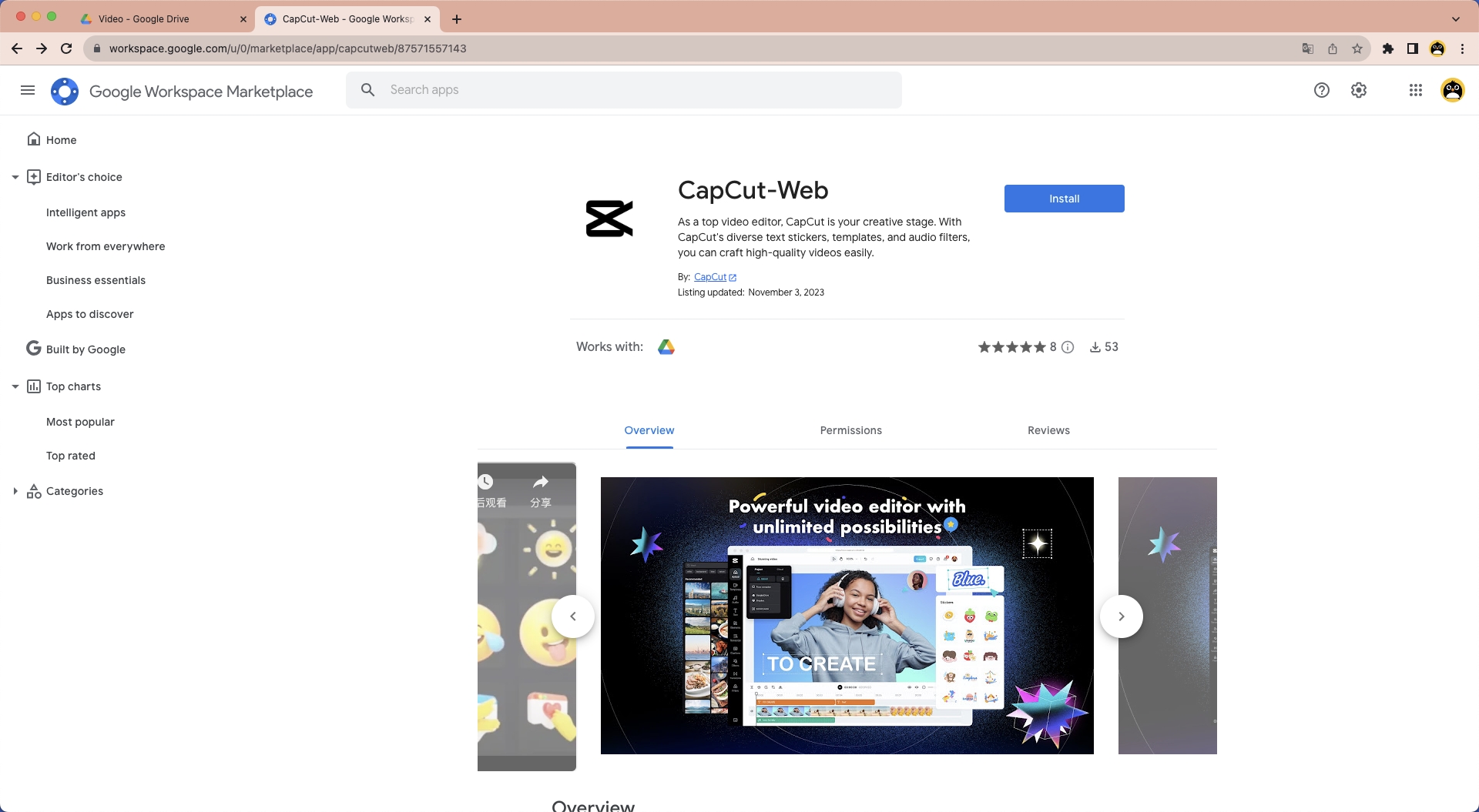 CapCut at Google Maketplace
